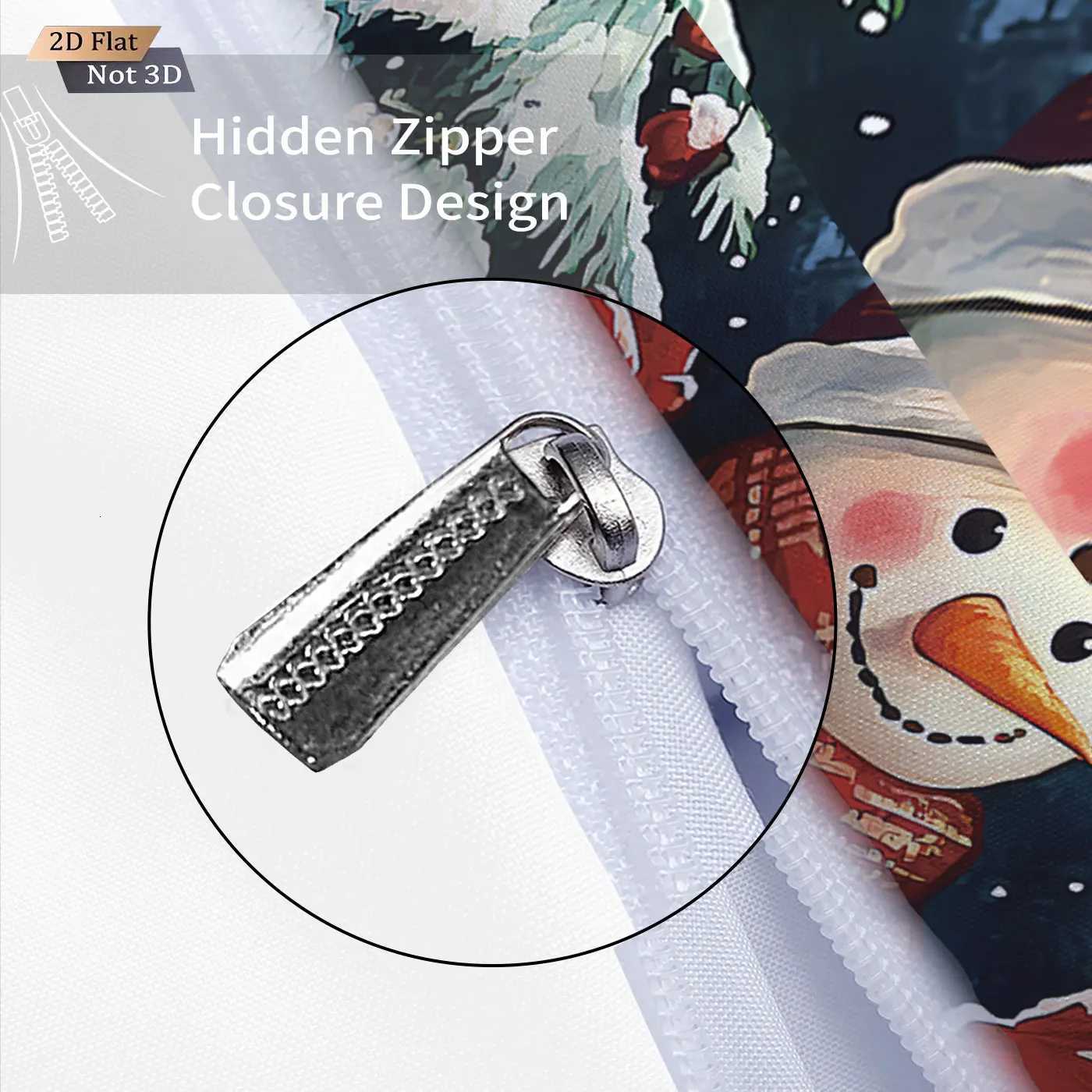 3pcs Christmas snowman reindeer red print coreless duvet set multi size bedroom bedding holiday decoration soft machine washableM251118