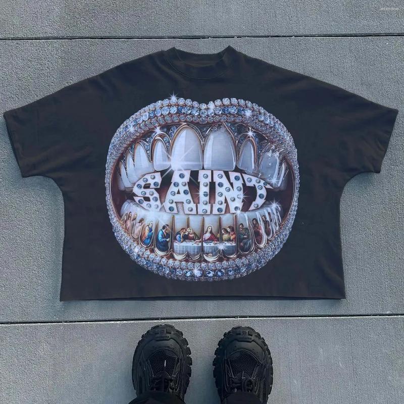 Women's T Shirts Hip Hop Punk Top Streetwear Retro Goth Oversized Shirt Loose Harajuku Men Women Graphic Round Neck Short Sleeves