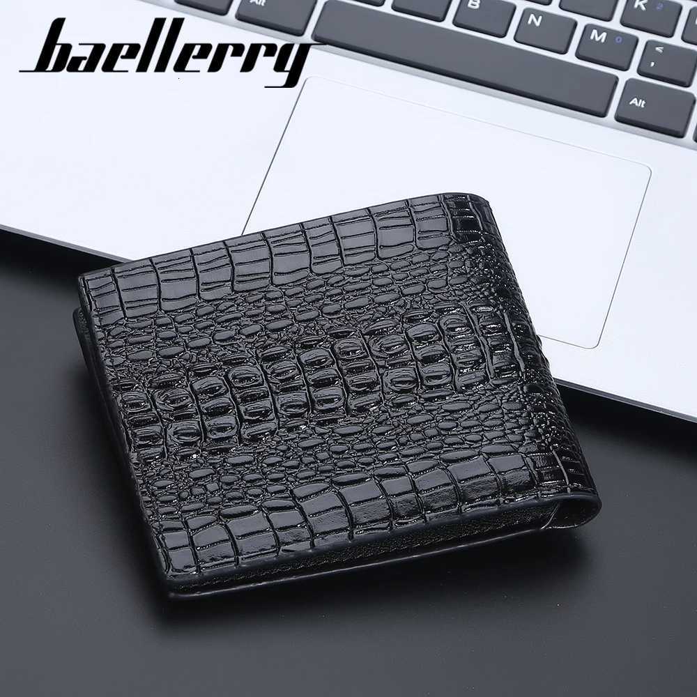 Baellerry Short Men Wallets Zipper Coin Pocket Crocodile Pattern Mens Wallet Luxury Card Holder PU Leather Classic Male PurseT251118
