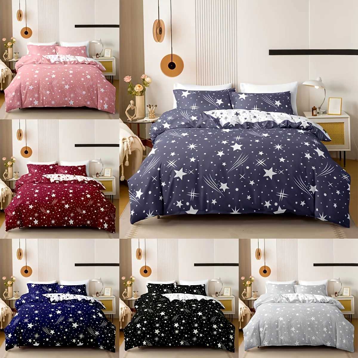 3pcs Meteor Print Duvet Cover Set Includes 1 Duvet Cover And 2 cases No Filler Soft Comfortable BeddingM251118