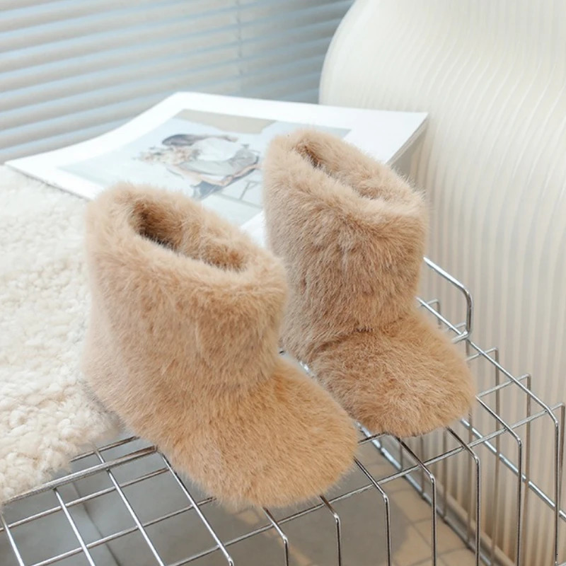 Girl Boot Autumn Fashion Child Snow Boots Hairy Child Autumn Boots with Velvet Warmth Girl Shoes Versatile Women Boot 251113