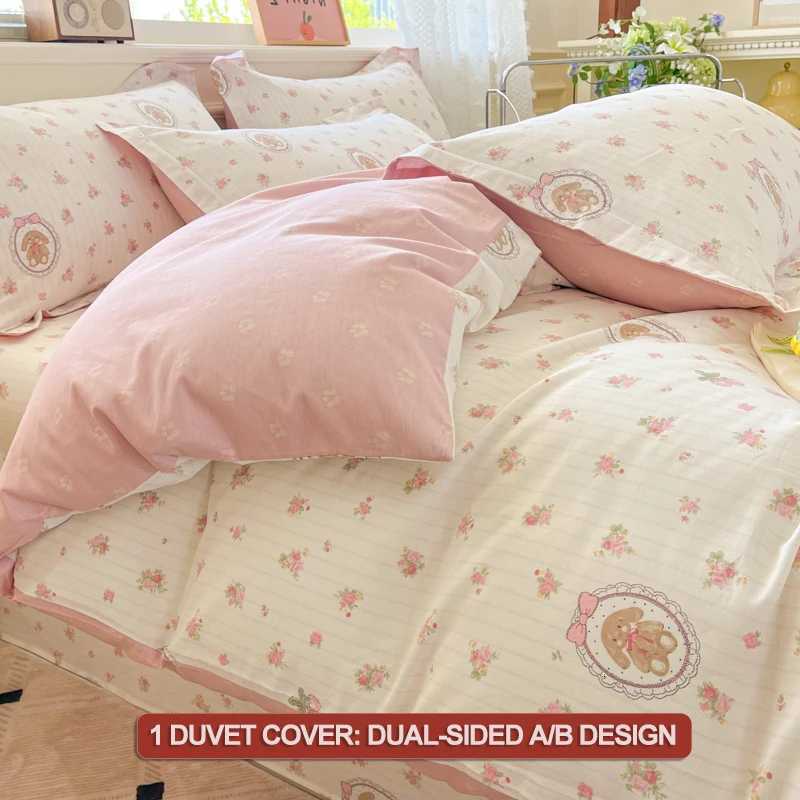 Cartoon Bedding Set 100 Cotton Duvet Cover Set 3pcs - 140x200 200x200 Twin Full Breathable Hide Zipper Closure Multi-SizeM251118