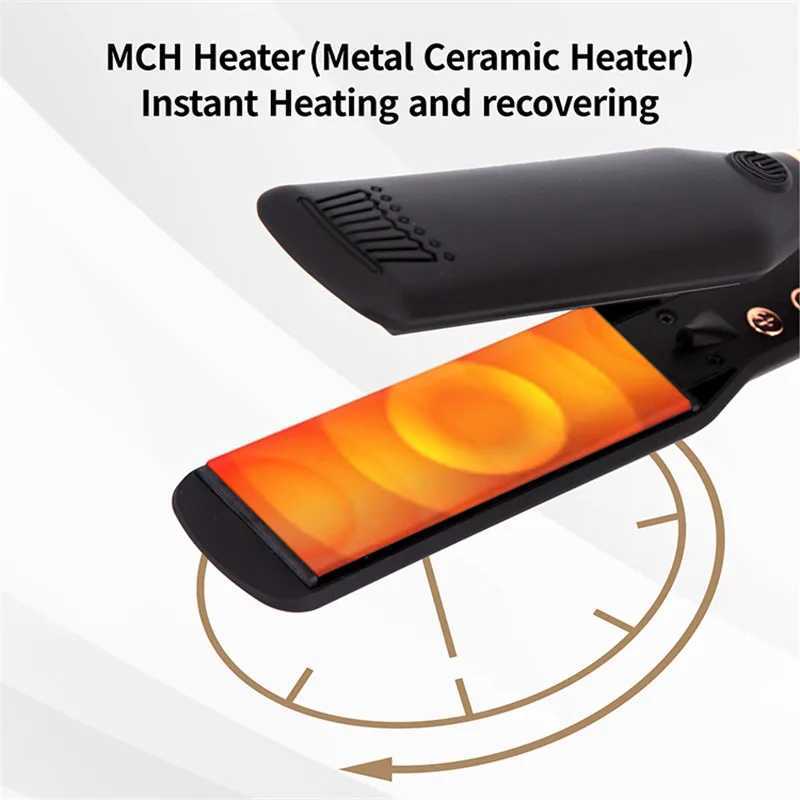 Hair Straightener 500F High Temperature Professional Wide Plates Irons MCH Heater Treatment Titanium Hair Flat Iron W250610