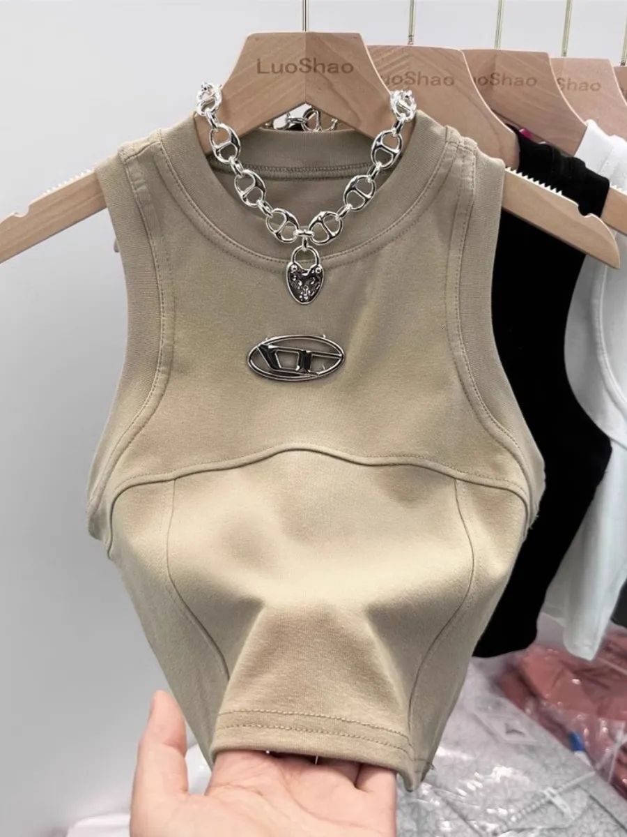 Designer Diselshirt Slim Fit Short Camisole Hot Girl Summer Outer Wear Niche Design Cotton Sleeveless Inner Layer Base Shirt