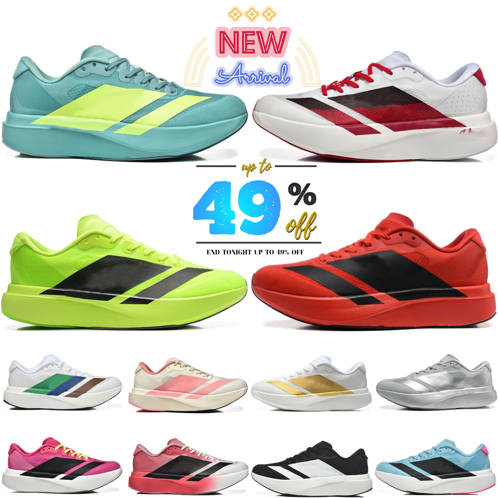 AdizerosPro 4 EVO SL Men Women Running Shoes AdiosPro 3 Designer Trainers Wonder White Red Lemon Aurora Ink Flash Aqua Lucid Lemon Black Outdoor Sneakers Size 36-45