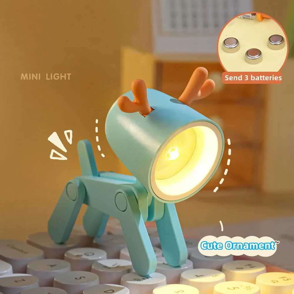 LED Mini Night Light Cute Dog Deer Foldable Desk Lamps Desktop Ornament Book Light Kids Room Bedside Bedroom Decor Holiday Gifts M251118
