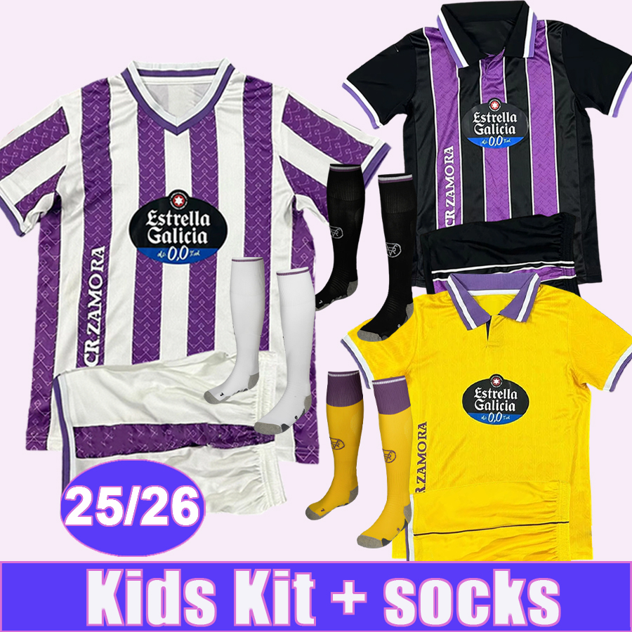 25 26 reAl vallAdoliD Kids Kit Soccer Jerseys M.SYLLA LATASA BIUK ARNU D.MACHIS M.MAROTO CHUKI JAVI SANCHEZ Home Away 3rd Football Shirts Uniforms