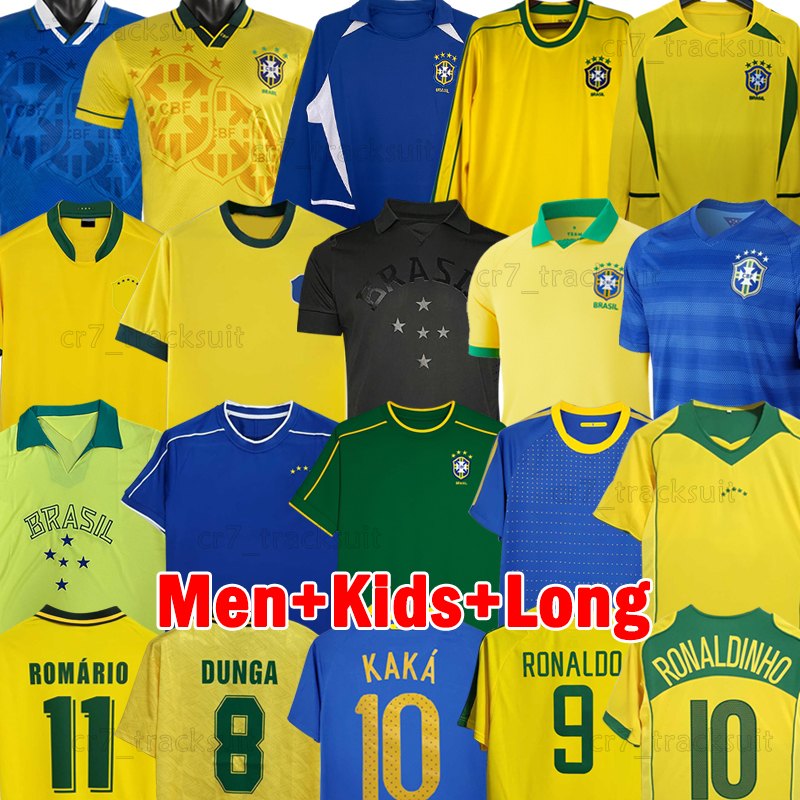 1958 Retro Brazil Soccer Jerseys 1970 78 RONALDINHO 1982 84 88 ADRIANO Long sleeves 1991 93 97 98 goalkeeper Football Shirts 2002 04 06 ROMARIO 2010 2018 ZICO kids kits