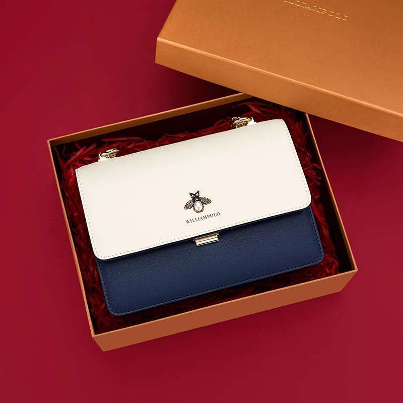 Women 2024 New Small Square Senior Chain Shoulder With Leather Women's Crossbody Bag WILLIAMPOLO