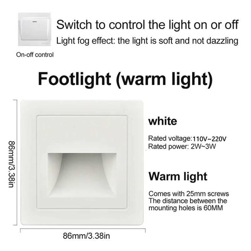 PIR Motion Detector Light Sensor led lights AC 110V-240V Recessed staircase bedroom wall lamp led night light M251118