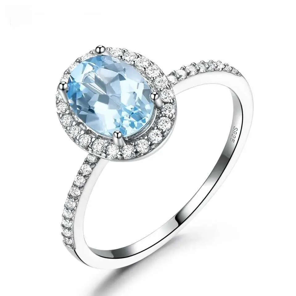 Nano Sky Blue Topaz Gemstone Rings 925 Sterling Silver Ring Oval Rantic Gift Luxury Engagement Jewelry High quality gold designer diamond ring designe - view 4