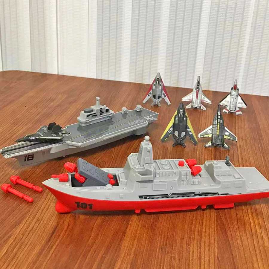 Aircraft carrier battle plan launchable fighter with 6pcs children military combat children boy toys Christmas gifts C251118