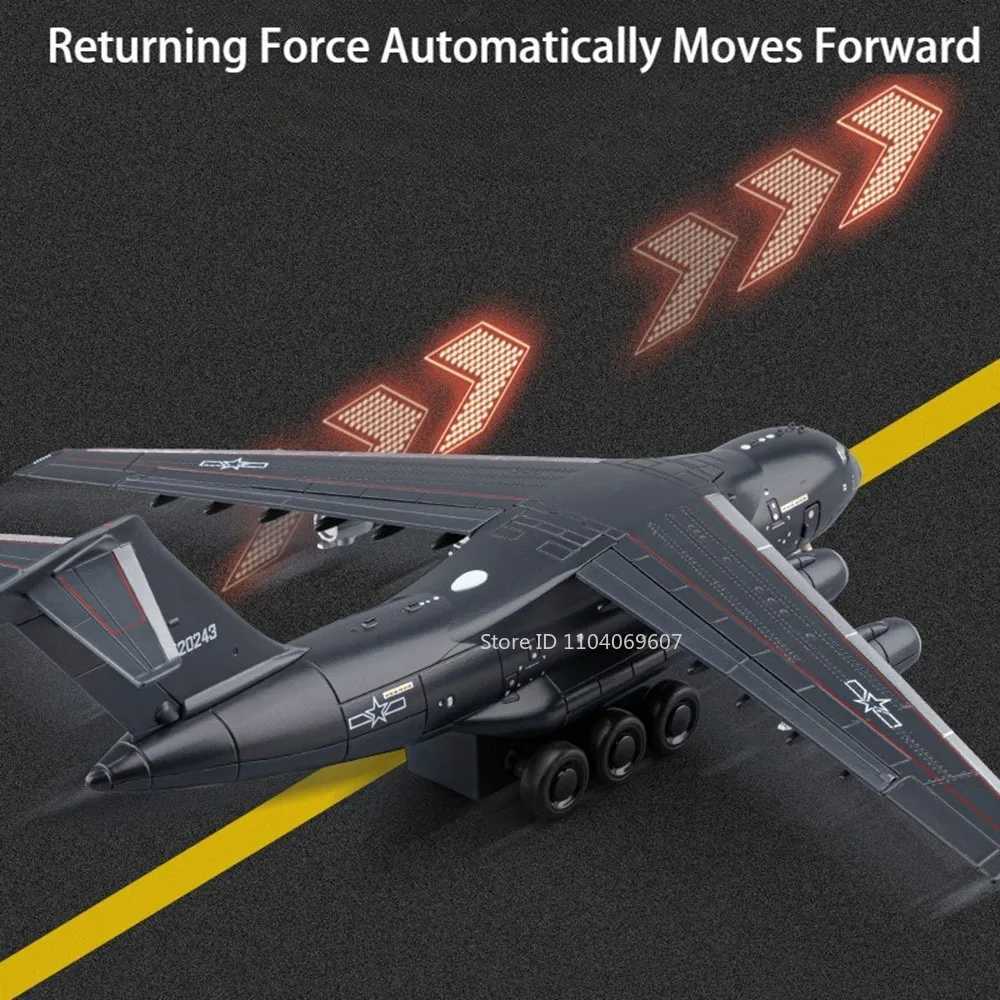 1180 Y-20 Transport Plane Model Toys Alloy Diecast Miniature Military Fighter Jet Sound Light Doors Opened Pull Back Boy Gifts C251118