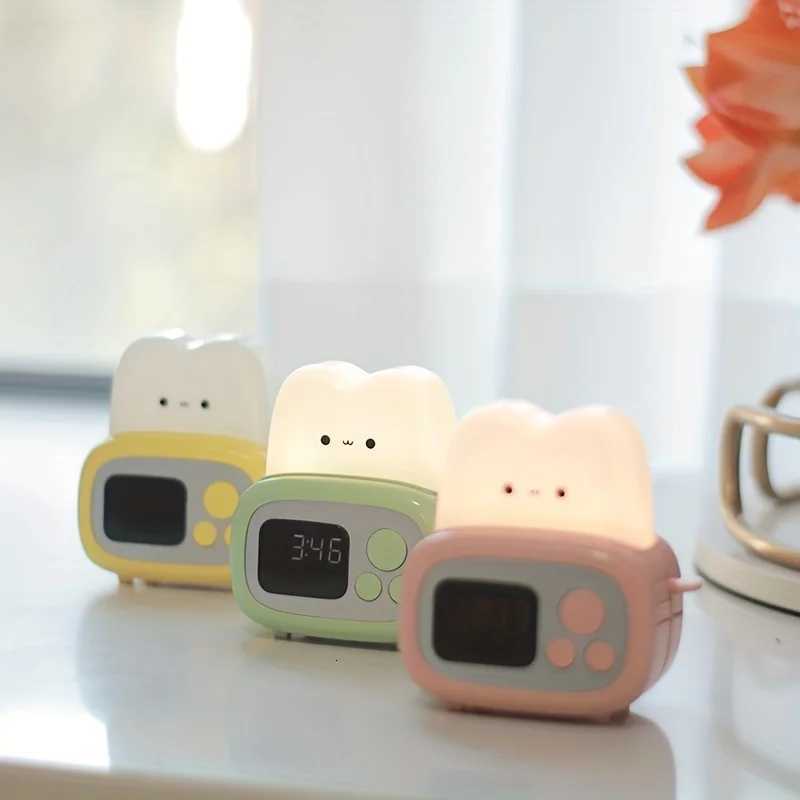 1pc Time toaster night light High appearance level Bedside light cute sleeping light cartoon mini alarm clock M251118
