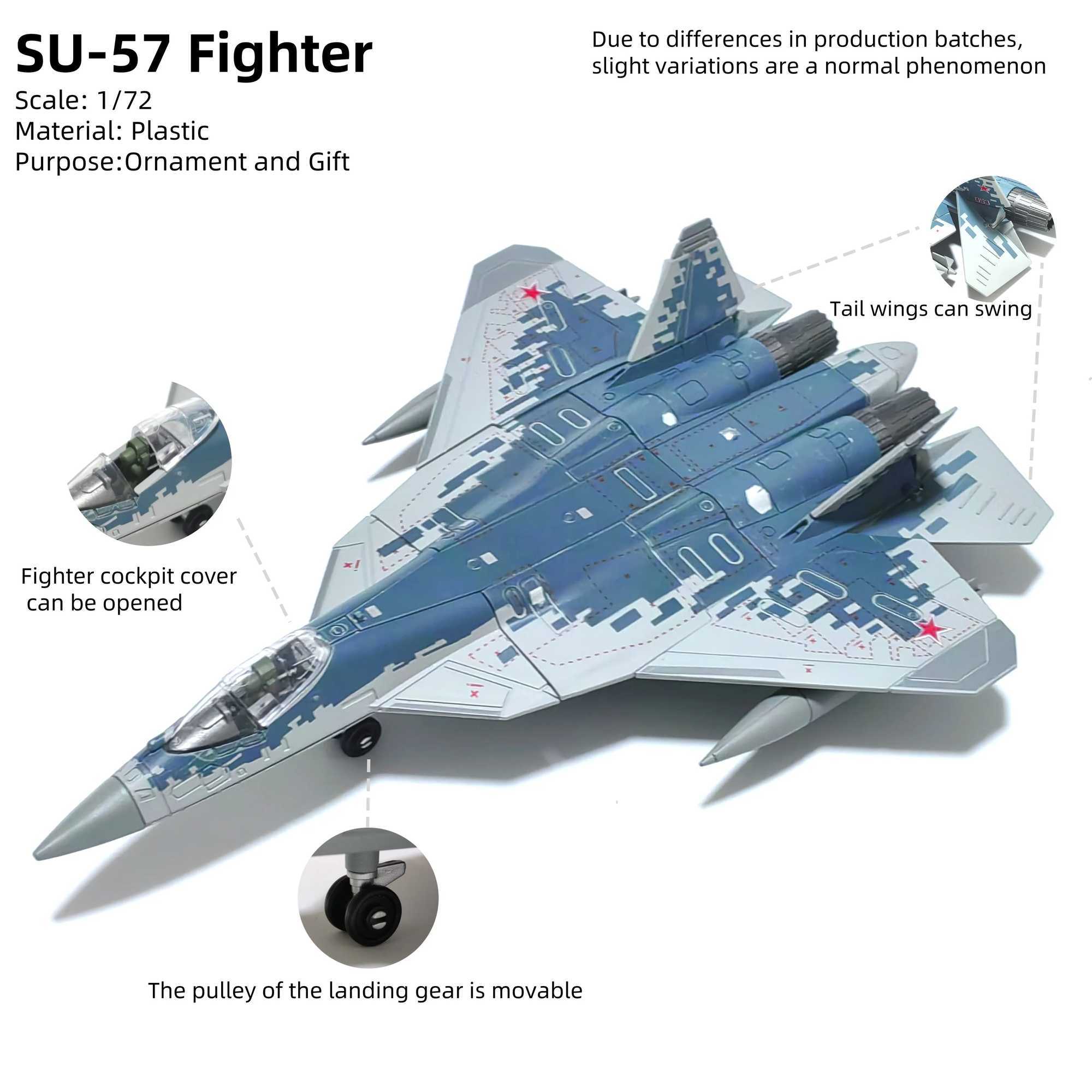SU-57S Fighter 1/72 Plastic Assembly Scale Model including base Home placement collection and decoration Creative gift C251118