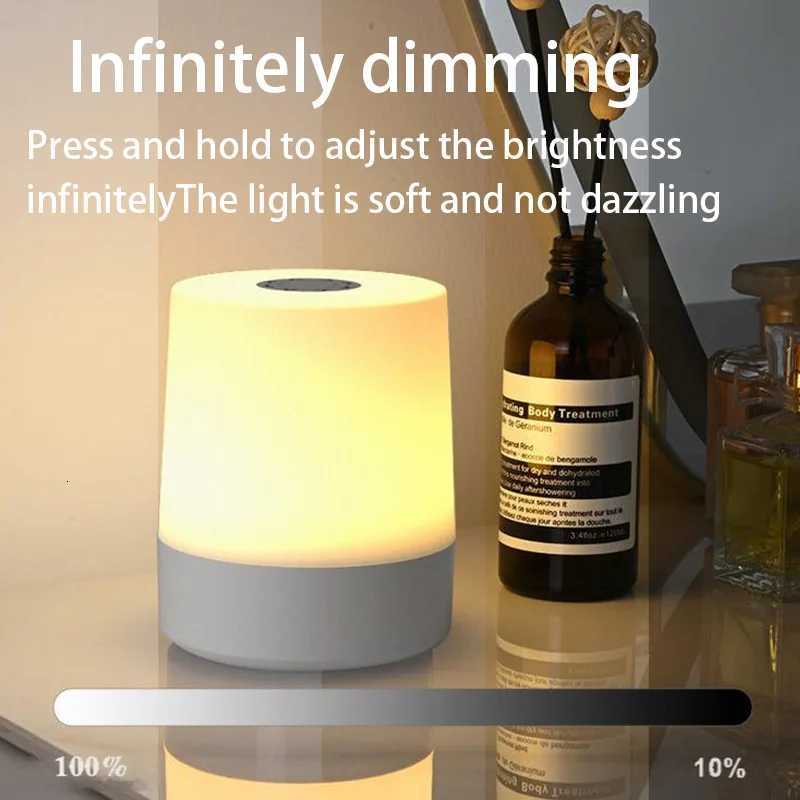 Touch Night Lamp USB LED Lamp Touch Control Switch Rechargeable Three Colors Lights Bedroom Portable Table Bedside Night Lamp M251118