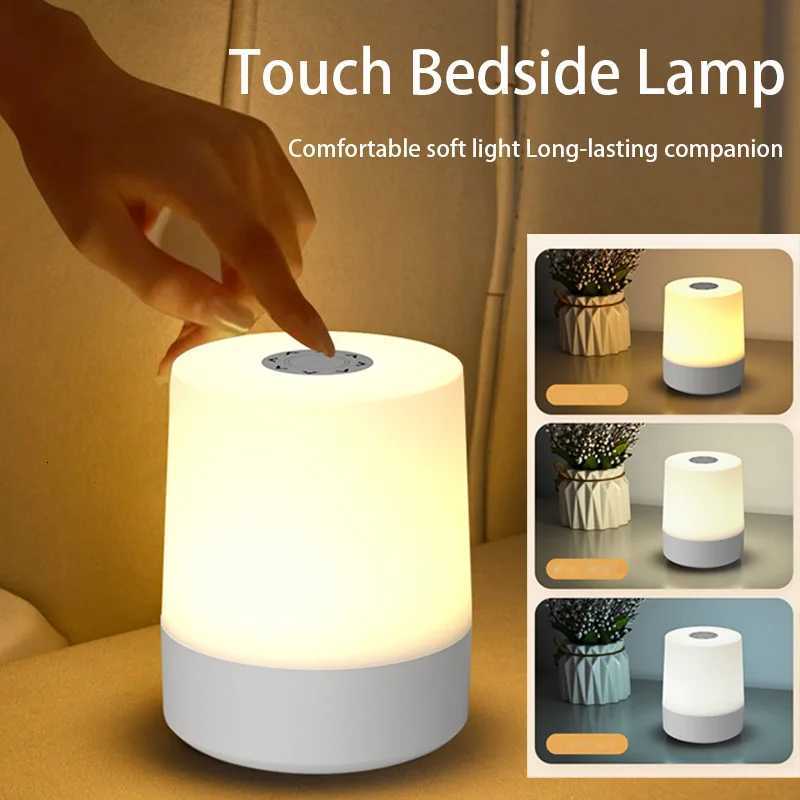 Touch Night Lamp USB LED Lamp Touch Control Switch Rechargeable Three Colors Lights Bedroom Portable Table Bedside Night Lamp M251118