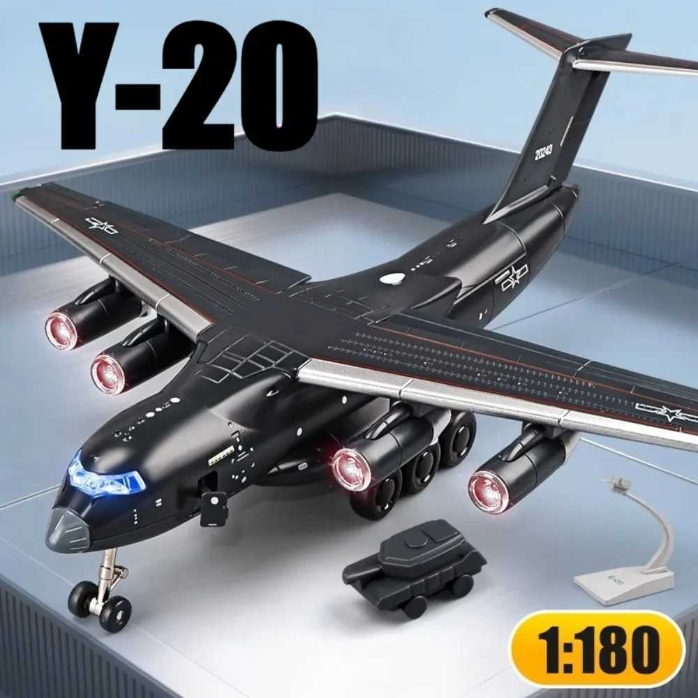 1180 Scale Y-20 Transport Aircraft Model Toy Metal Body Pull Back Foldable Nose Wheel Military Plane Models Childrens Gifts C251118