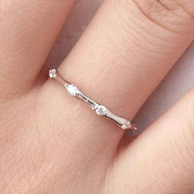 925 Sterling Silver Zircon Simple Personalized Bamboo Ring For Women Anniversary Party Fashion High Quality Fine Jewelry H260413