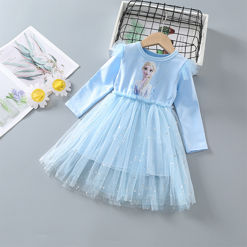 DISNEY Baby designer clothes girl Elsa princess dress little girl's skirt summer dress Comfortable fabric super sweat absorption label-free desig