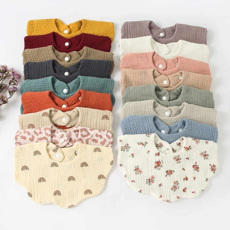 Wholesale of baby feeding bibs bandana Burp cloth scarves printed soft cotton absorbent Saliva towels breathable aprons 250414z