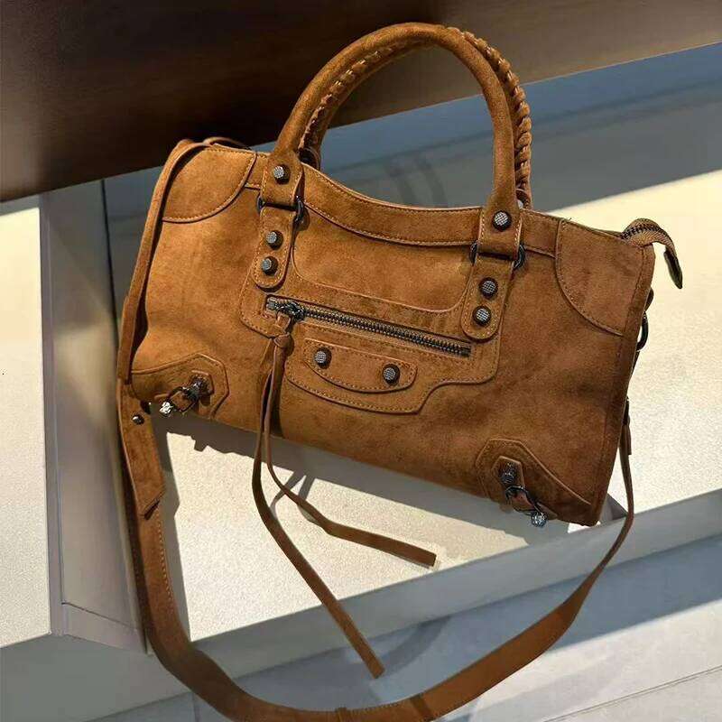 Retro Suede Motorcycle Women's City Handbag, Leather Crossbody Bag, Single-Shoulder Armpit Bag