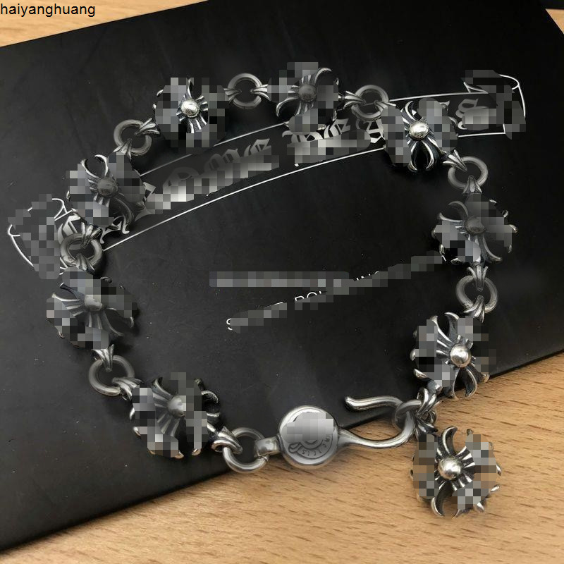 Charm Bracelets Fashion Cross Bangles Designer Chromed S925 Thai Silver Classic Unisex Bracelet High quality Heart Hip hop Vintage Cross Dice Detail women men