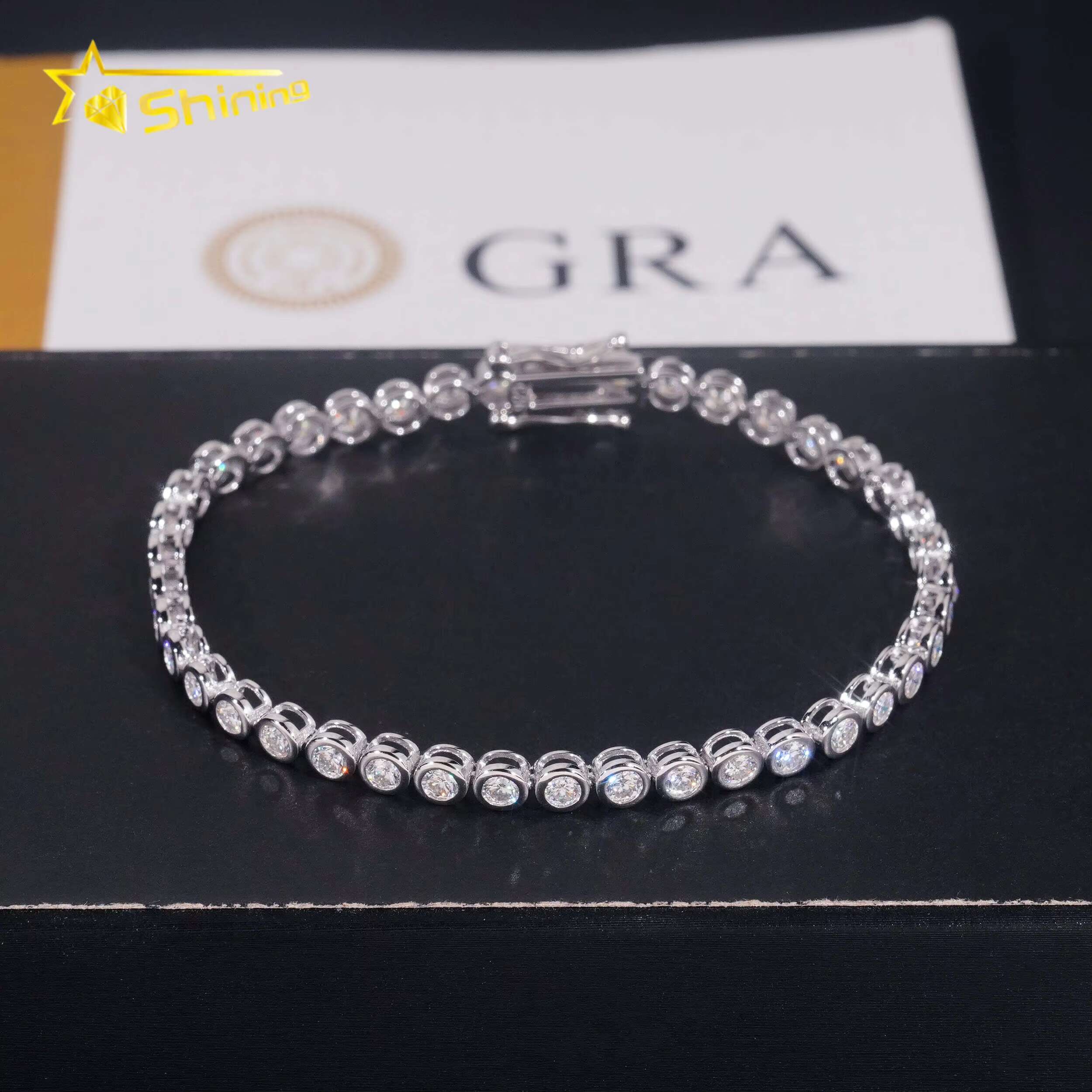 Brilliant Bezel Setting Women Bracelets Gold Plated Sier Jewelry 3MM Tennis Dia Bracelet VVS
