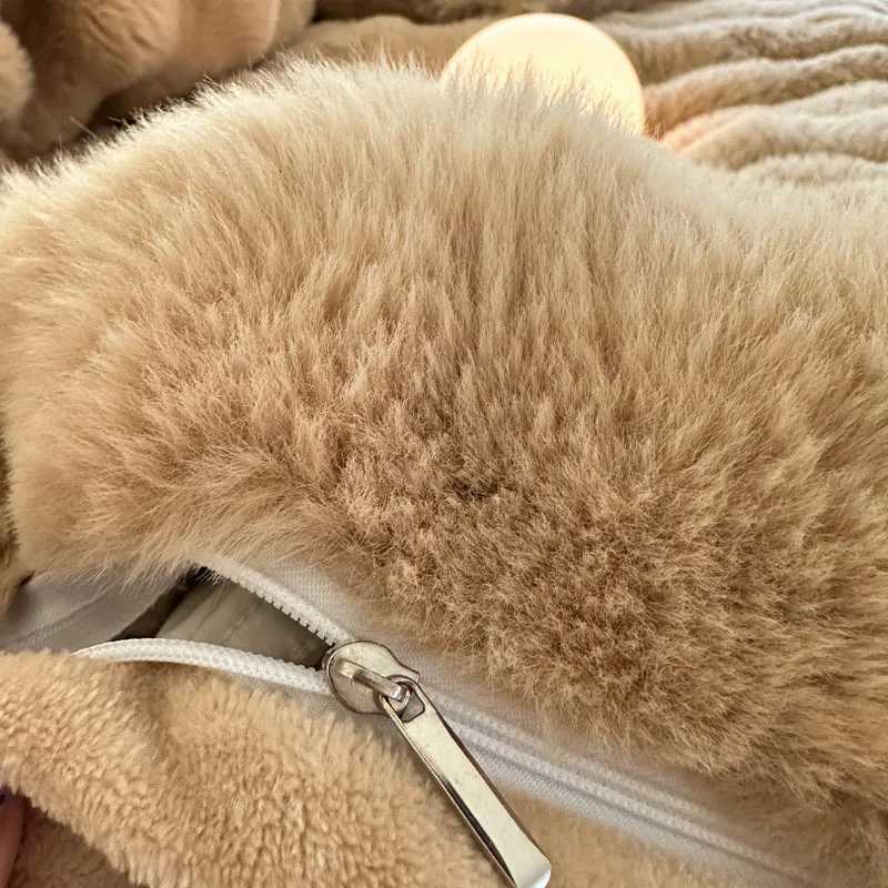 Rabbit Fleece Four-piece Set Milk Fleece Bed Sheet Quilt Cover Winter Thickened Flannel Fleece Double Single Bed Three-piece SetM251118