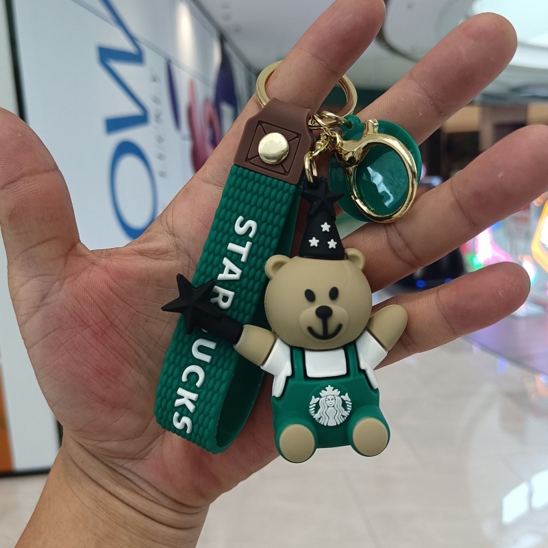 Free shipping Keychains Lanyards Starbucks Bear Keychain Cartoon Exquisite Car Keychain Doll Bag Pendant fashion simple
