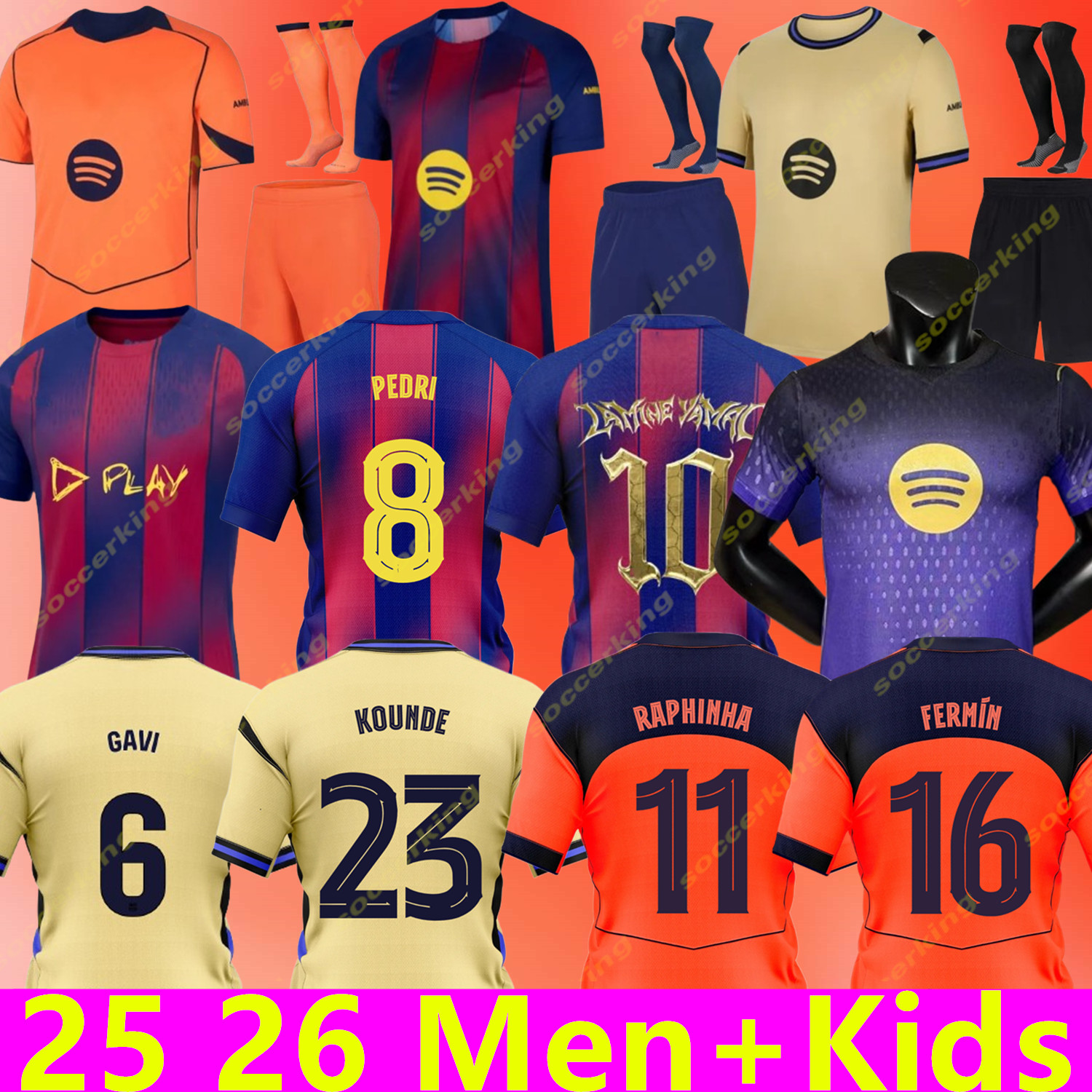 25 26 LAMINE YAMAL PEDRI GAVI Soccer Jersey RAPHINHA KOUNDE FERRAN Camiseta De Football Shirt FERMIN OLMO F. DE JONG 2025 2026 CUBARSI Football FERRAN BALDE Men Kids