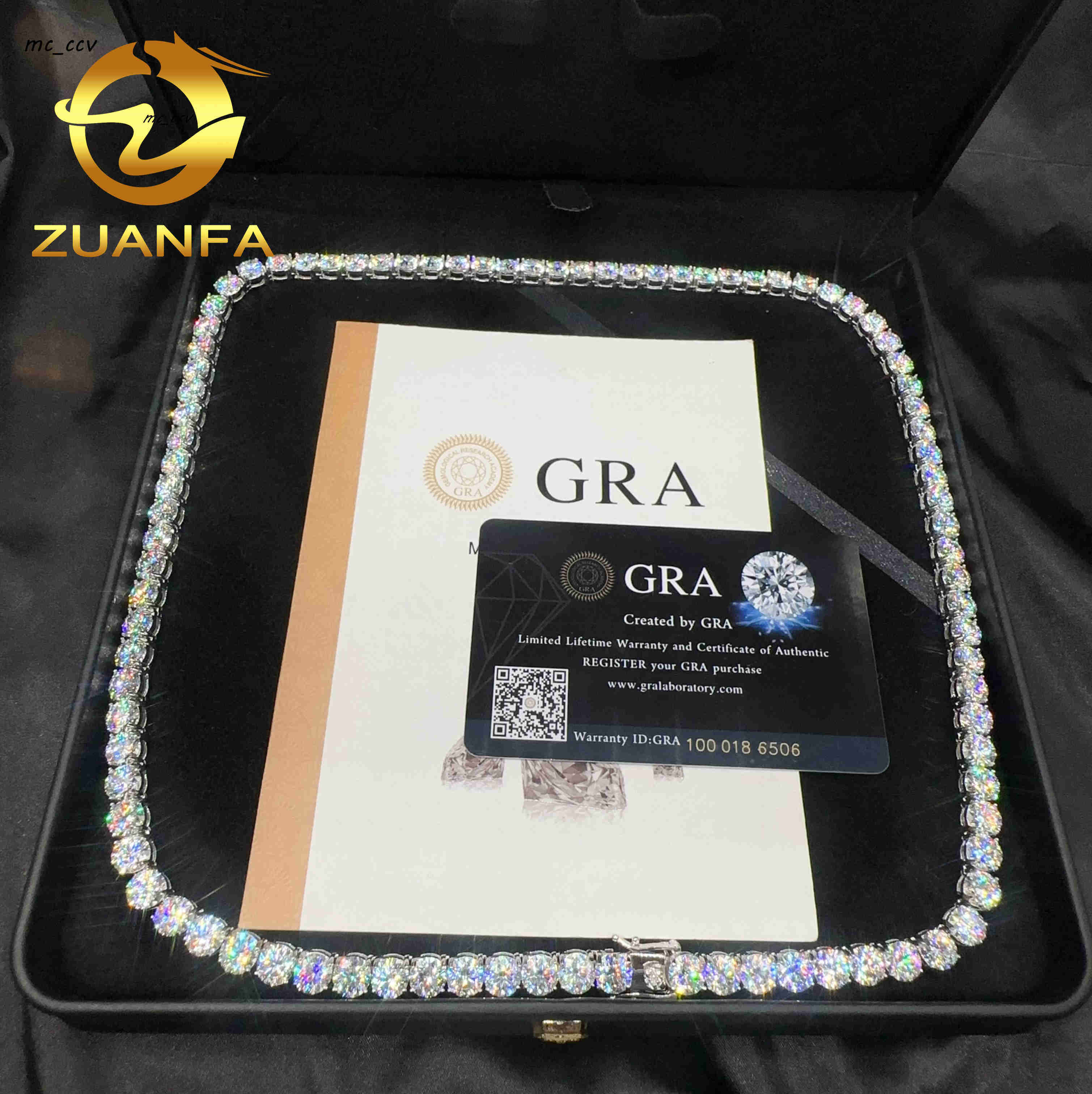 Hot Selling 65mm Moissanite Tennis Chain Pass Diamond Test Round Brilliant Cut 925 Silver Tennis Necklace Chain