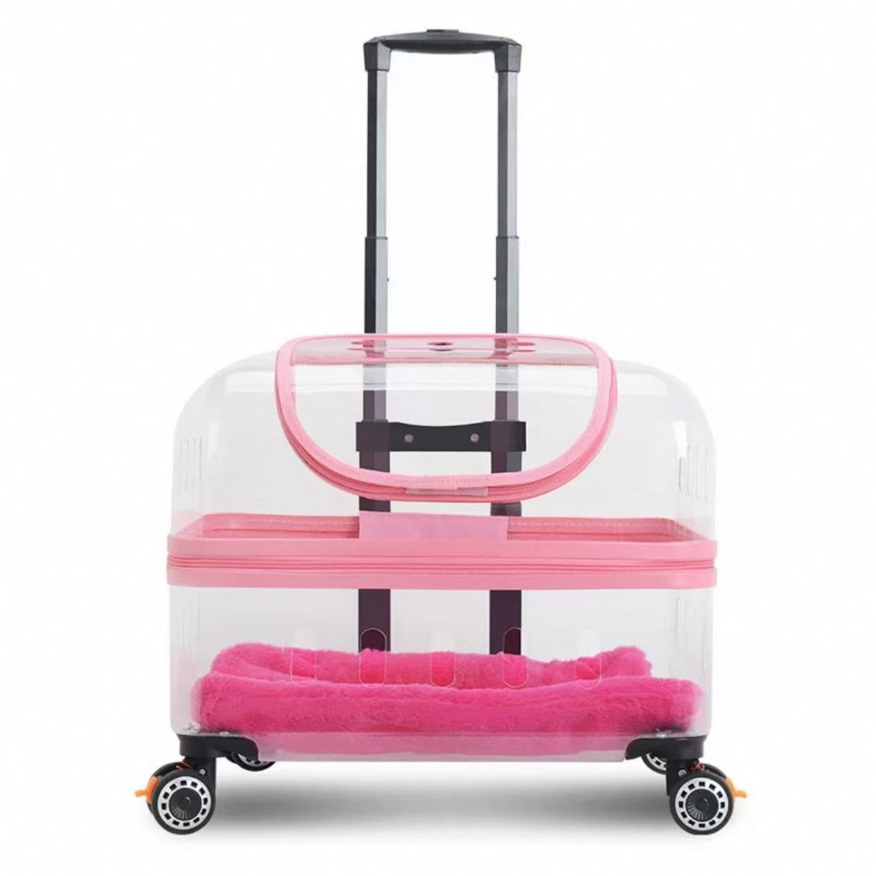 Pet suitcase, cat bag, portable for outdoor use, large size, two cats luggage, transparent dog suitcase, aviation suitcase, small cart