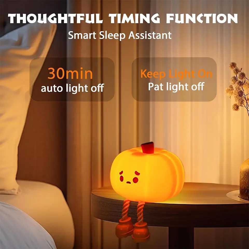 Rechargeable Halloween Led Night Light Soft Nightlight Novelty Cute Squishy For bedroom Silicone Portable Pumpkin For kids Ghost M251118