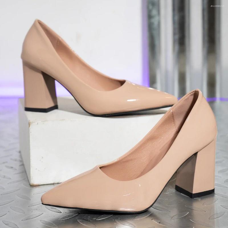 Luxury Women's High Heel Dress Shoes Black 8cm Light Thick Fashionable Elegant Pointed Toe Pumps Zapatos