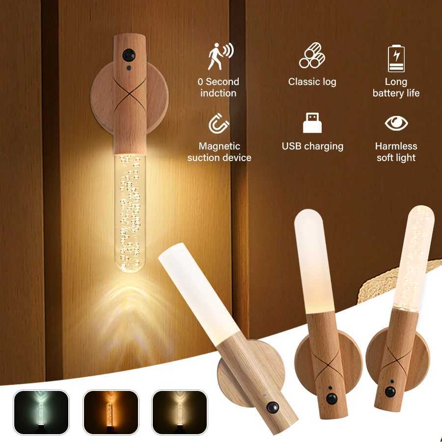 LED USB Night Light Magnetic Wall Lamp Intelligent Light Sensor Control Night Light Closet Light Home Bedroom Table Move Lamp M251118