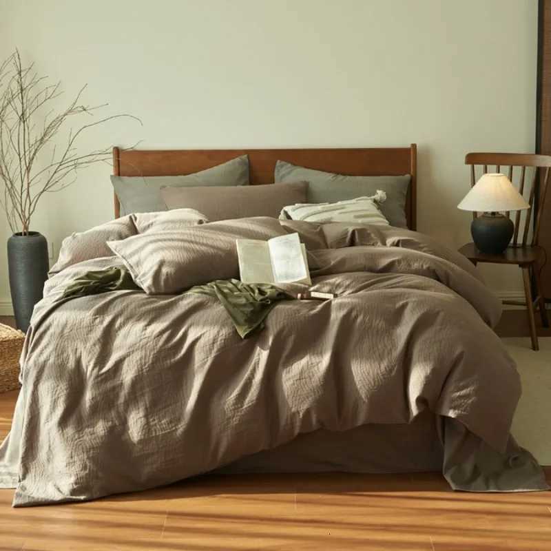 Pure cotton three-layer yarn bed four-piece set 100 cotton bedding simple quilt cover bed sheet three-piece bed hatM251118