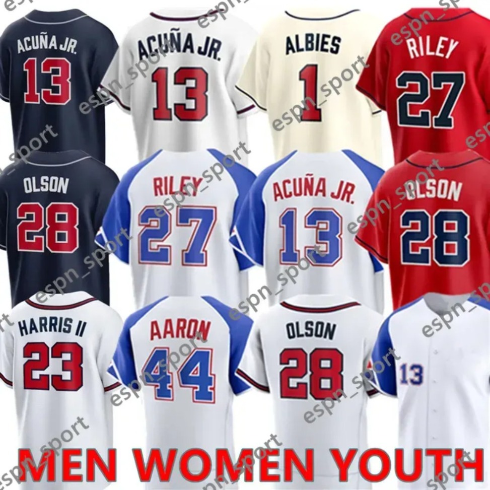 2024 City Connect Mens Womens Kids Baseball Jerseys Austin Riley Ronald Acuna Jr. Ozzie Albies Matt Olson Sean Murphy Eddie Rosario Brave Max Fried Marcell Ozuna