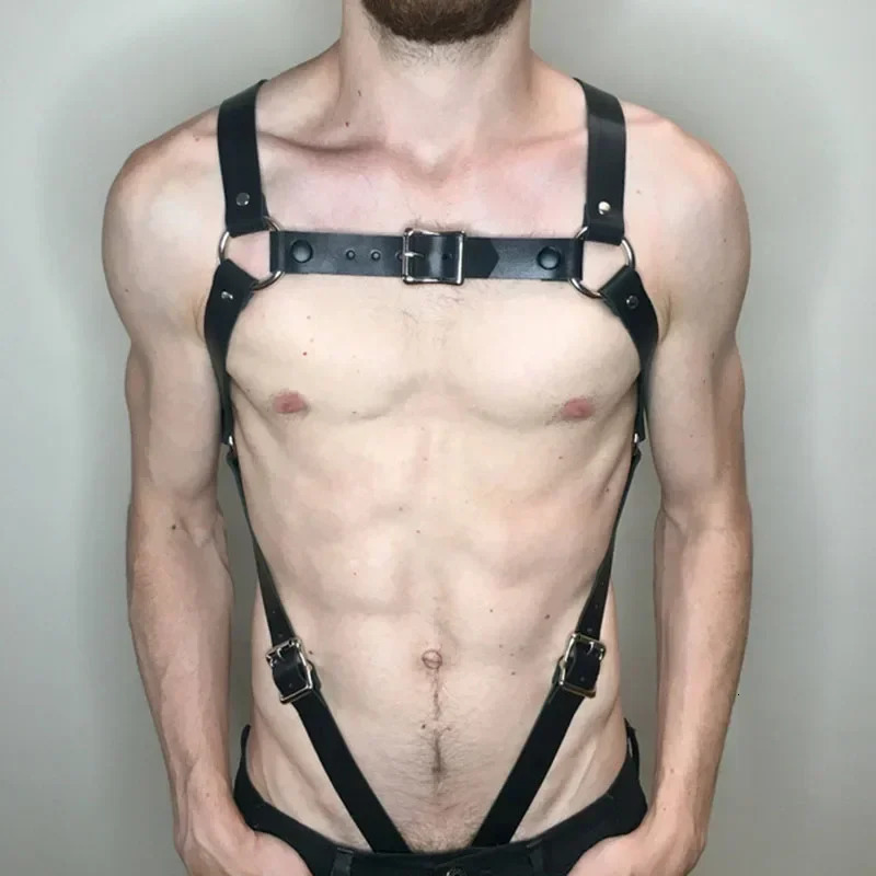 Sexy Men Leather Suspenders Belt Body Bondage Straps Fashion Adjustable Braces Suspender With Metal Clips Punk Harness Belts 250417
