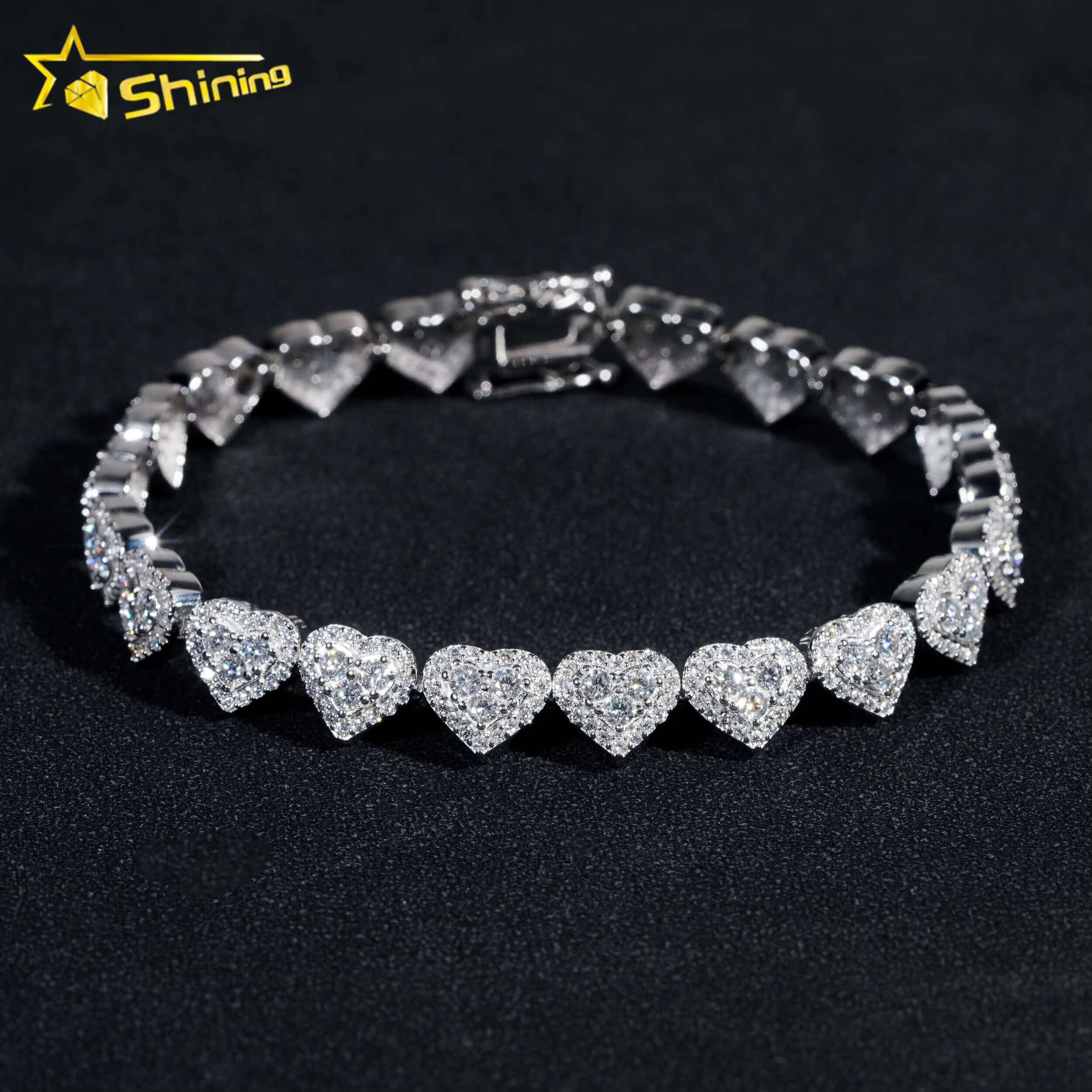 New Trendy GRA Certificate Sterling Sier Man Hip Hop Jewelry VVS Moissanite Dia Heart Cross Tennis Bracelet Set