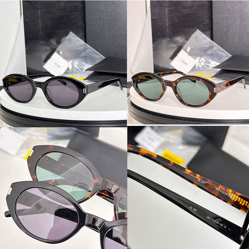 Fashion New womens Round Cat Eye SL 567 luxury Italian designer sunglasses acetate frame Nylon lenses beach travel UVA safety goggles