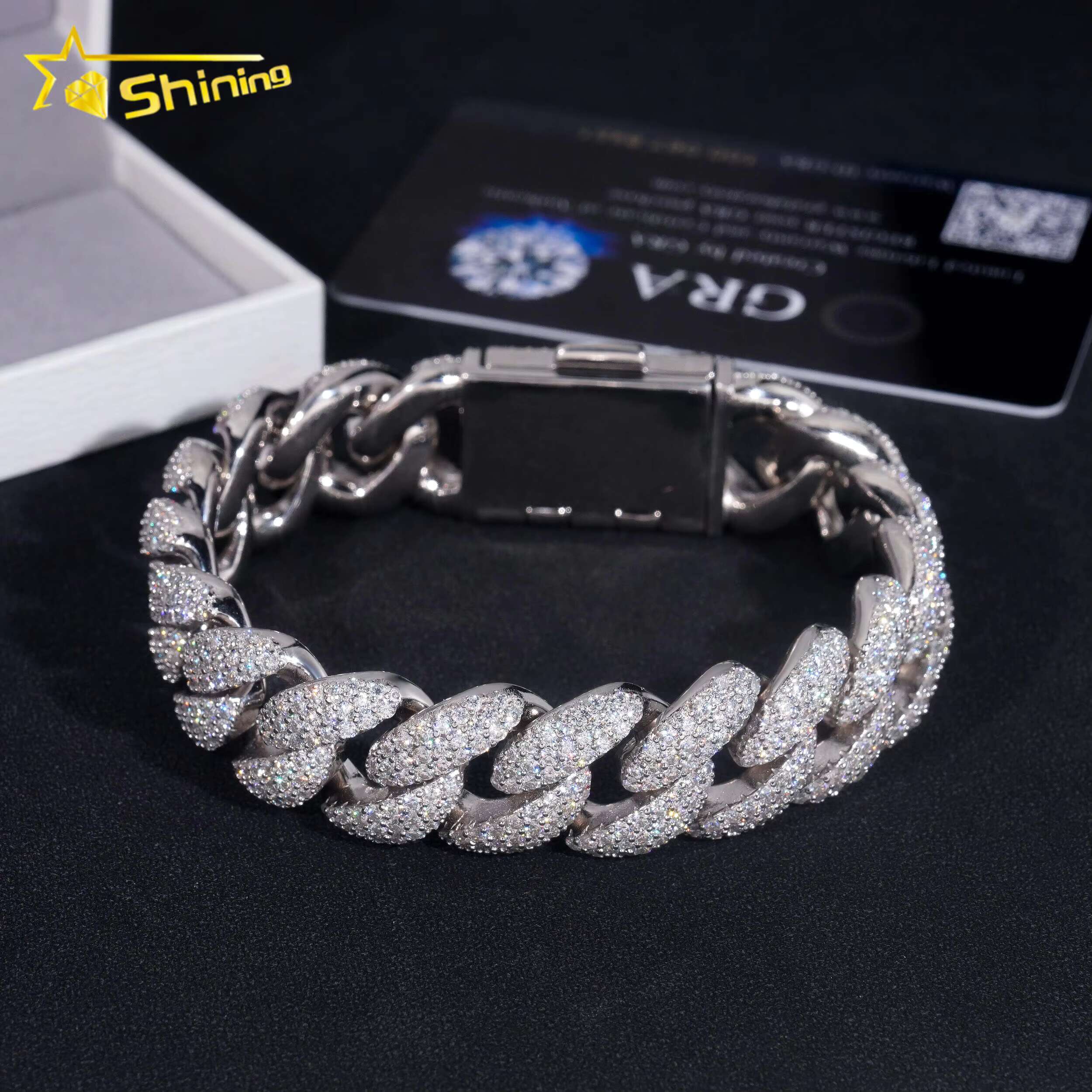 Shining 2024 New Arrivals Hip Hop Jewelry Fashion Moissanite Bracelet Cuban Link Chain