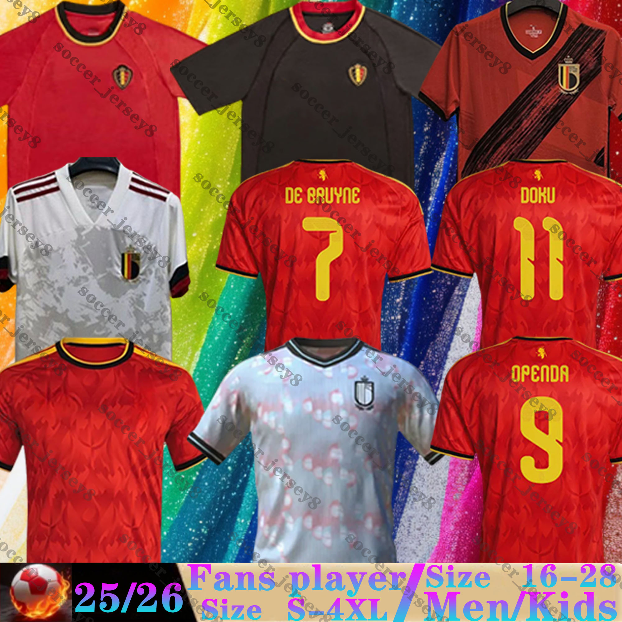 26 27 World Cup Belgium soccer jerseys 2000 DE BRUYNE R. LUKAKU E. HAZARD Men uniform OPENDA TROSSARD DOKU ONANA DE KETELAERE Fans Player 2026 2027 football shirt Kids Kit