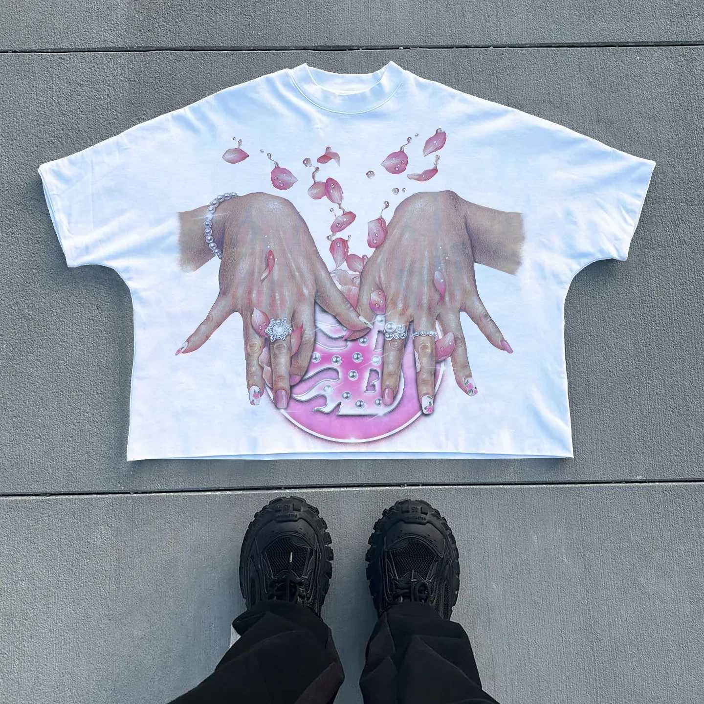 Hip Hop Goth Cropped Slves Summer Oversized T Shirt Casual Y2k Men Clothing Oversized Printed Graphic T Shirts Strtwear TopsC250418