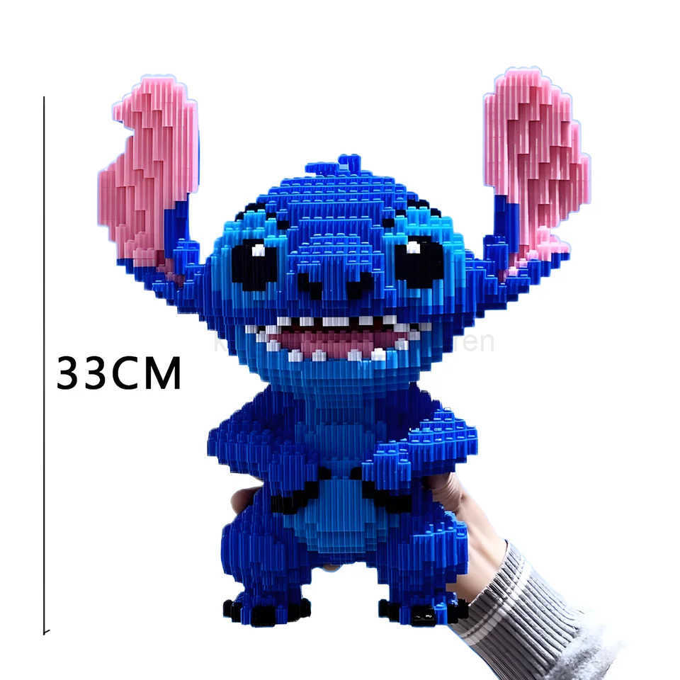 Disney 33cm Disney Lega oversized LiLo Stitch Toy Building Blocks Disney Cartoon Character Stitch building block Toys Birthday Gifts W20250418