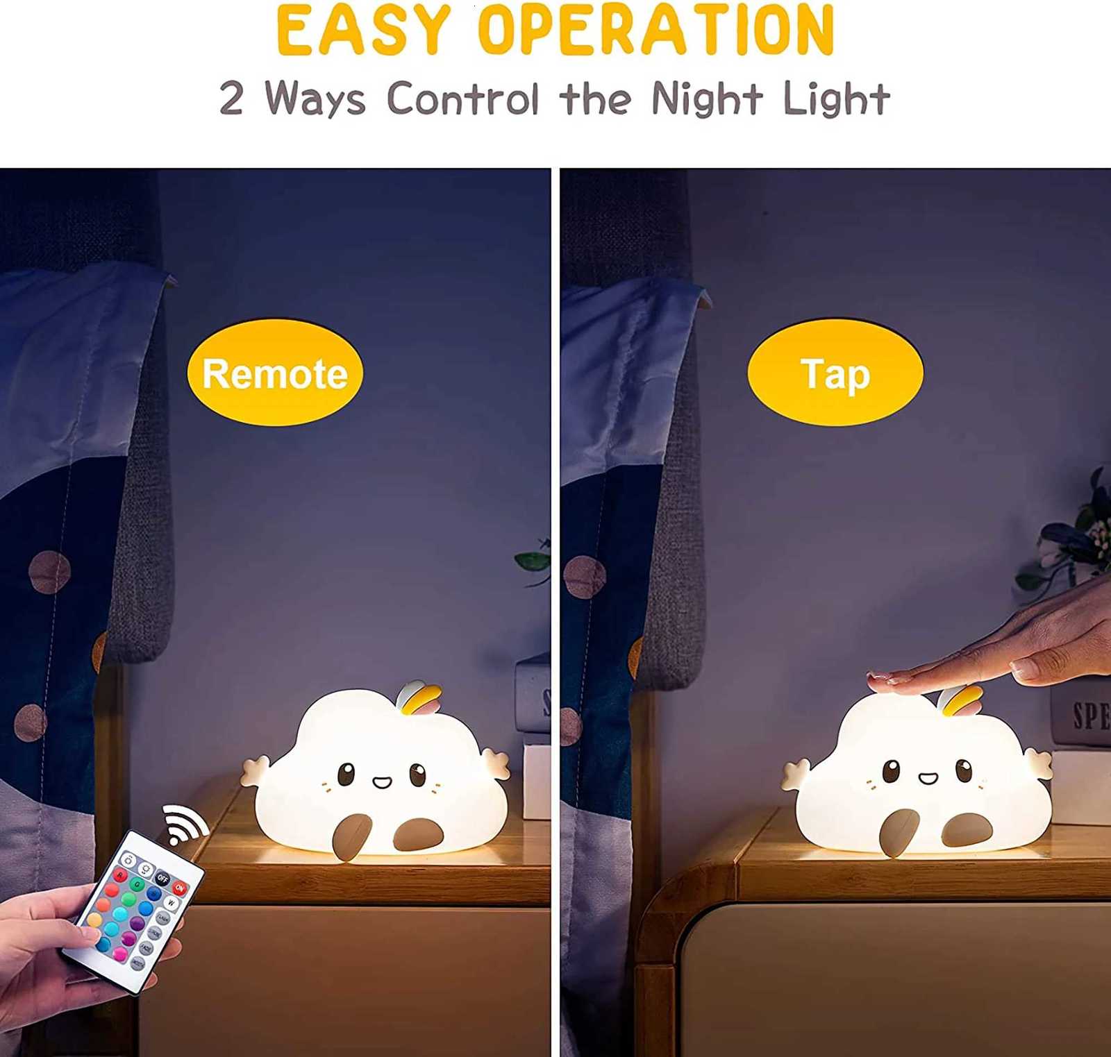 Color-Changing Silicone Night Light Rechargable Lamp kawaii Night Light for kids with Timer Remote Cute Desk Lamp Fairy Lights M251118