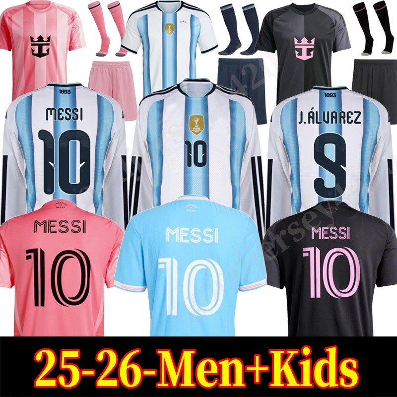 2026 World Cup Argentinas soccer Jerseys MESSIS GARNACHO DE PAUL National Team MARTINEZ Fans Player versio Maradona Football Shirts 2025 SUAREZ Miamis kids Kit