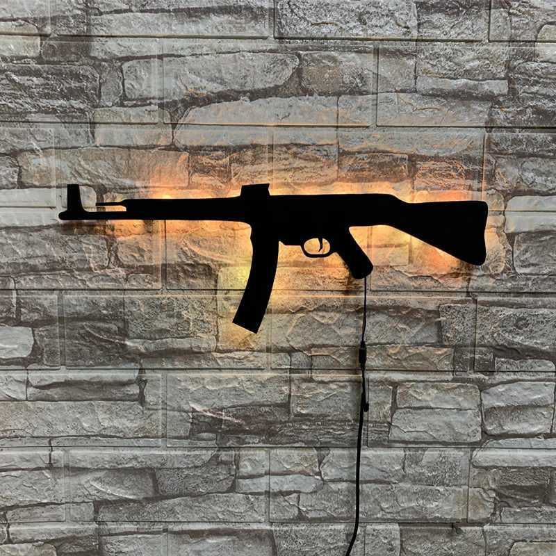 Personalized 3D LED gun-shaped luminous wall light interior background Aura Light USB colored night light M251118