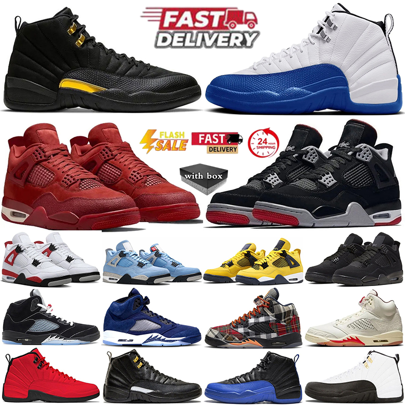 With Box Designer shoes Basketball Shoes 4s 5s 12s Men Women Thick Bottom Sneakers Black Cats Grey Sail 4 Military Fear White Thunder Bred Luxury Trainers Outdoors