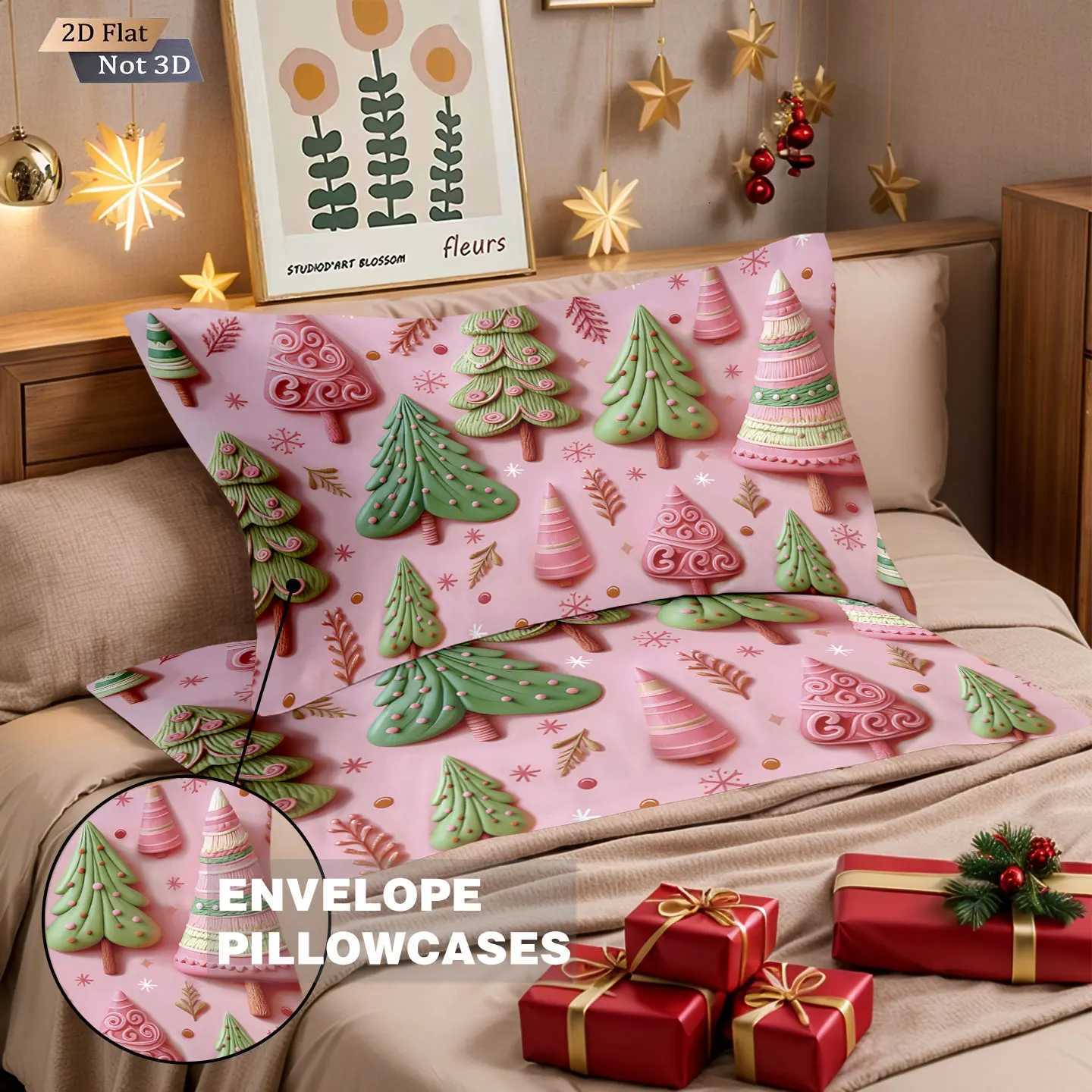 3pcs Christmas tree print coreless bedding set multi size bedroom dormitory duvet covers soft and machine washable decorationM251118